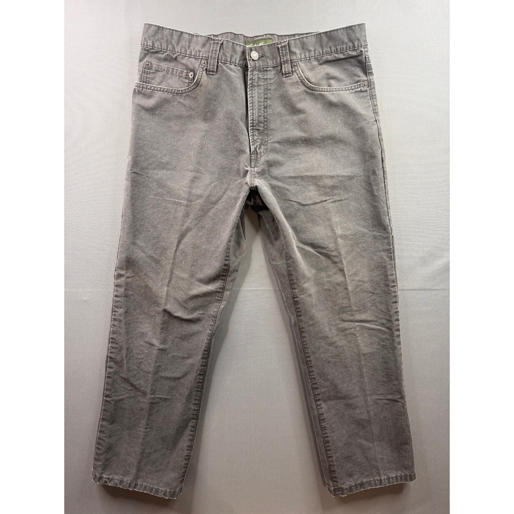 Eddie‎ Bauer Mens Charcoal Gray Corduroy Straight Leg Pants 36x32 Casual Utility